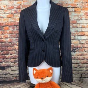 Theory black navy blue pinstriped blazer size 4